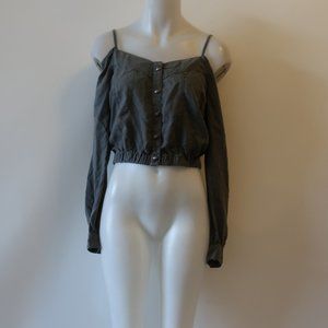 THE KOOPLES JEANS OPEN SHOULDER CROPPED BLOUSE S *